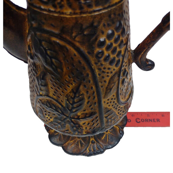 Vintage Style Heavy Metal Rusty Dragon Handled Pitcher 13" Kitchen Garden Atrium - Picture 9 of 11